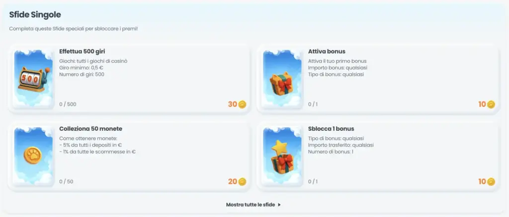 Interfaccia di Cazimbo Casino Italia